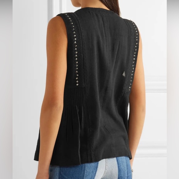 $305 Isabel Marant Étoile small/36 Black Cotton Embroidered Blouse - Picture 3 of 9
